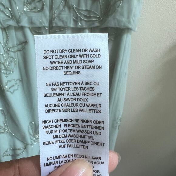 NWT Adrianna Papell Aqua Dust Short Sleeve Blouson Beaded Mixi Gown Women's 0 - Picture 10 of 12